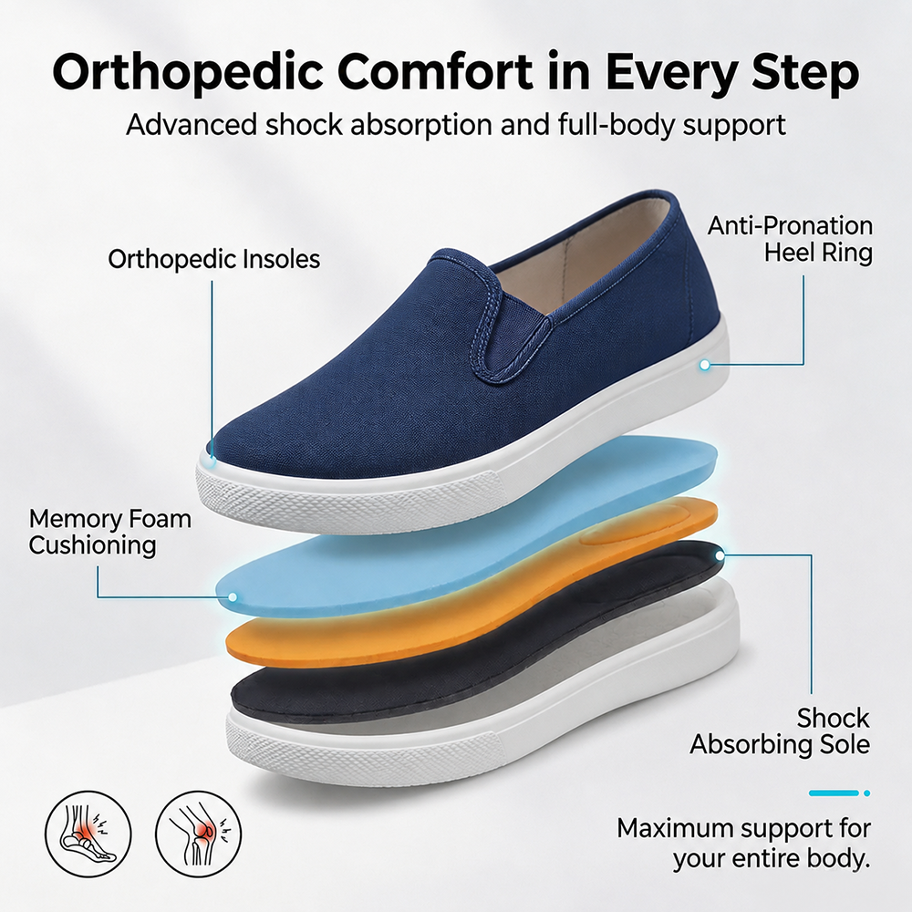 🔥 LAST DAY: 80% OFF - 👑 Women's Orthopedic Comfort Walking Shoes, Slip-On Design, All-Day Arch Support
