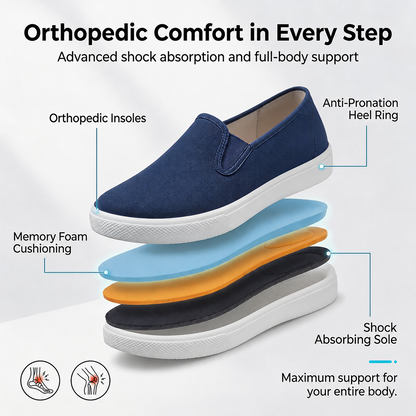 🔥 LAST DAY: 80% OFF - 👑 Women's Orthopedic Comfort Walking Shoes, Slip-On Design, All-Day Arch Support