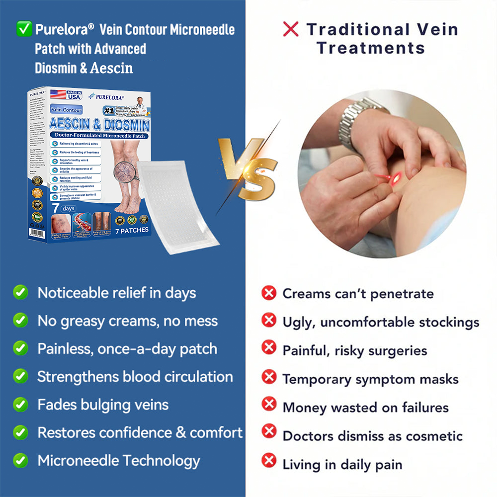 𝐏𝐮𝐫𝐞𝐥𝐨𝐫𝐚® 𝐃𝐢𝐨𝐬𝐦𝐢𝐧 & 𝐀𝐞𝐬𝐜𝐢𝐧 𝐕𝐞𝐢𝐧 𝐂𝐨𝐧𝐭𝐨𝐮𝐫 𝐌𝐢𝐜𝐫𝐨𝐧𝐞𝐞𝐝𝐥𝐞 𝐏𝐚𝐭𝐜𝐡 🌿𝟕-𝐃𝐚𝐲 𝐕𝐢𝐬𝐢𝐛𝐥𝐞 𝐑𝐞𝐬𝐮𝐥𝐭𝐬 𝐟𝐨𝐫 𝐕𝐚𝐫𝐢𝐜𝐨𝐬𝐞 𝐕𝐞𝐢𝐧𝐬 - 𝐀𝐝𝐯𝐚𝐧𝐜𝐞𝐝 𝐇𝐞𝐫𝐛𝐚𝐥 𝐁𝐥𝐞𝐧𝐝 𝐓𝐚𝐫𝐠𝐞𝐭𝐬 𝐒𝐩𝐢𝐝𝐞𝐫 𝐕𝐞𝐢𝐧𝐬 & 𝐑𝐞𝐥𝐢𝐞𝐯𝐞𝐬 𝐇𝐞𝐚𝐯𝐲, 𝐓𝐢𝐫𝐞𝐝 𝐋𝐞𝐠𝐬🦵