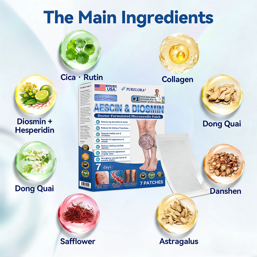 𝐏𝐮𝐫𝐞𝐥𝐨𝐫𝐚® 𝐃𝐢𝐨𝐬𝐦𝐢𝐧 & 𝐀𝐞𝐬𝐜𝐢𝐧 𝐕𝐞𝐢𝐧 𝐂𝐨𝐧𝐭𝐨𝐮𝐫 𝐌𝐢𝐜𝐫𝐨𝐧𝐞𝐞𝐝𝐥𝐞 𝐏𝐚𝐭𝐜𝐡 🌿𝟕-𝐃𝐚𝐲 𝐕𝐢𝐬𝐢𝐛𝐥𝐞 𝐑𝐞𝐬𝐮𝐥𝐭𝐬 𝐟𝐨𝐫 𝐕𝐚𝐫𝐢𝐜𝐨𝐬𝐞 𝐕𝐞𝐢𝐧𝐬 - 𝐀𝐝𝐯𝐚𝐧𝐜𝐞𝐝 𝐇𝐞𝐫𝐛𝐚𝐥 𝐁𝐥𝐞𝐧𝐝 𝐓𝐚𝐫𝐠𝐞𝐭𝐬 𝐒𝐩𝐢𝐝𝐞𝐫 𝐕𝐞𝐢𝐧𝐬 & 𝐑𝐞𝐥𝐢𝐞𝐯𝐞𝐬 𝐇𝐞𝐚𝐯𝐲, 𝐓𝐢𝐫𝐞𝐝 𝐋𝐞𝐠𝐬🦵