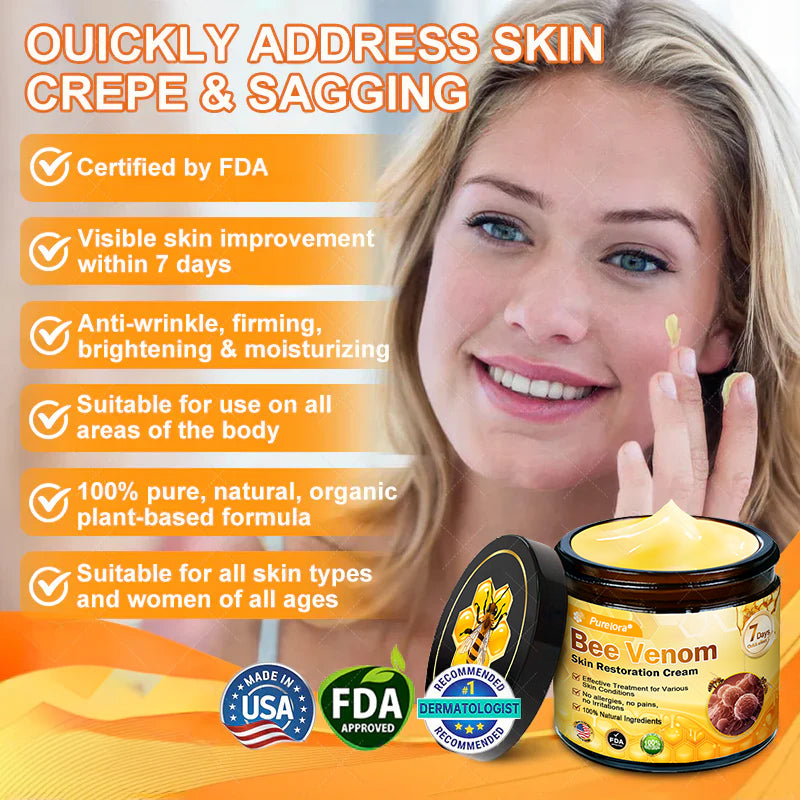 Made and Shipped from USA ✨ Purelora® Bee Venom Skin Restoration Cream ⏰ LAST DAY 80% OFF🛒