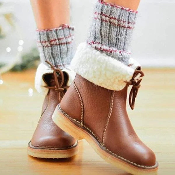 🔥Last Day 70% OFF - Waterproof Wool Lined Leather Orthopaedic Snow Boots