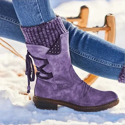 🔥𝑳𝑨𝑺𝑻 𝑫𝑨𝒀 𝑺𝑨𝑳𝑬-𝟖𝟎% 𝑶𝑭𝑭🔥 Women's Winter Low Barrel Orthotic Bow Support Wool Warm Boots
