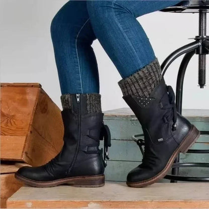 🔥𝑳𝑨𝑺𝑻 𝑫𝑨𝒀 𝑺𝑨𝑳𝑬-𝟖𝟎% 𝑶𝑭𝑭🔥 Women's Winter Low Barrel Orthotic Bow Support Wool Warm Boots