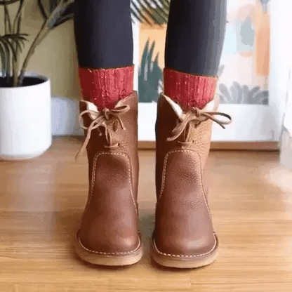 🔥Last Day 70% OFF - Waterproof Wool Lined Leather Orthopaedic Snow Boots