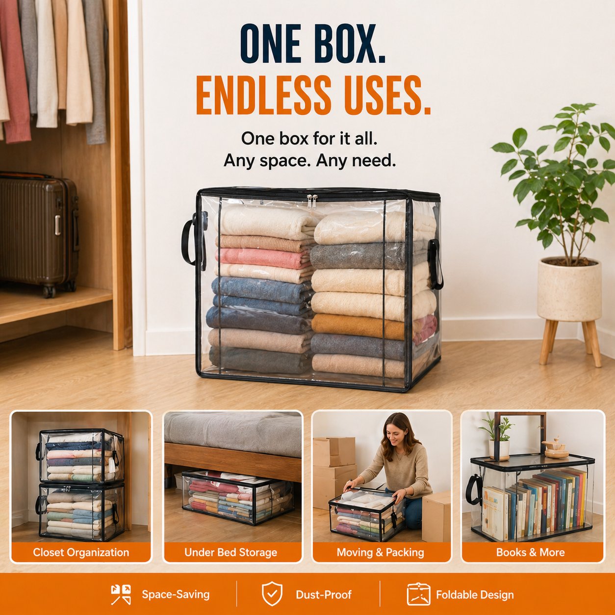 LAST DAY 50% OFF ✨📦 Large Heavy-Duty Thick Plastic Clear Storage