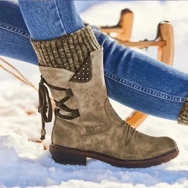 🔥𝑳𝑨𝑺𝑻 𝑫𝑨𝒀 𝑺𝑨𝑳𝑬-𝟖𝟎% 𝑶𝑭𝑭🔥 Women's Winter Low Barrel Orthotic Bow Support Wool Warm Boots