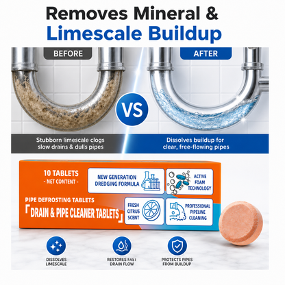 🔥 Foaming Drain Cleaner Tablets — Active Oxygen | Eliminates Drain Pests | No Bleach, No Lye, Pipe-Safe
