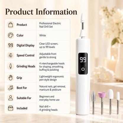 Mresio® Professional Electric Nail Drill Kit – Digital Speed Manicure & Pedicure System