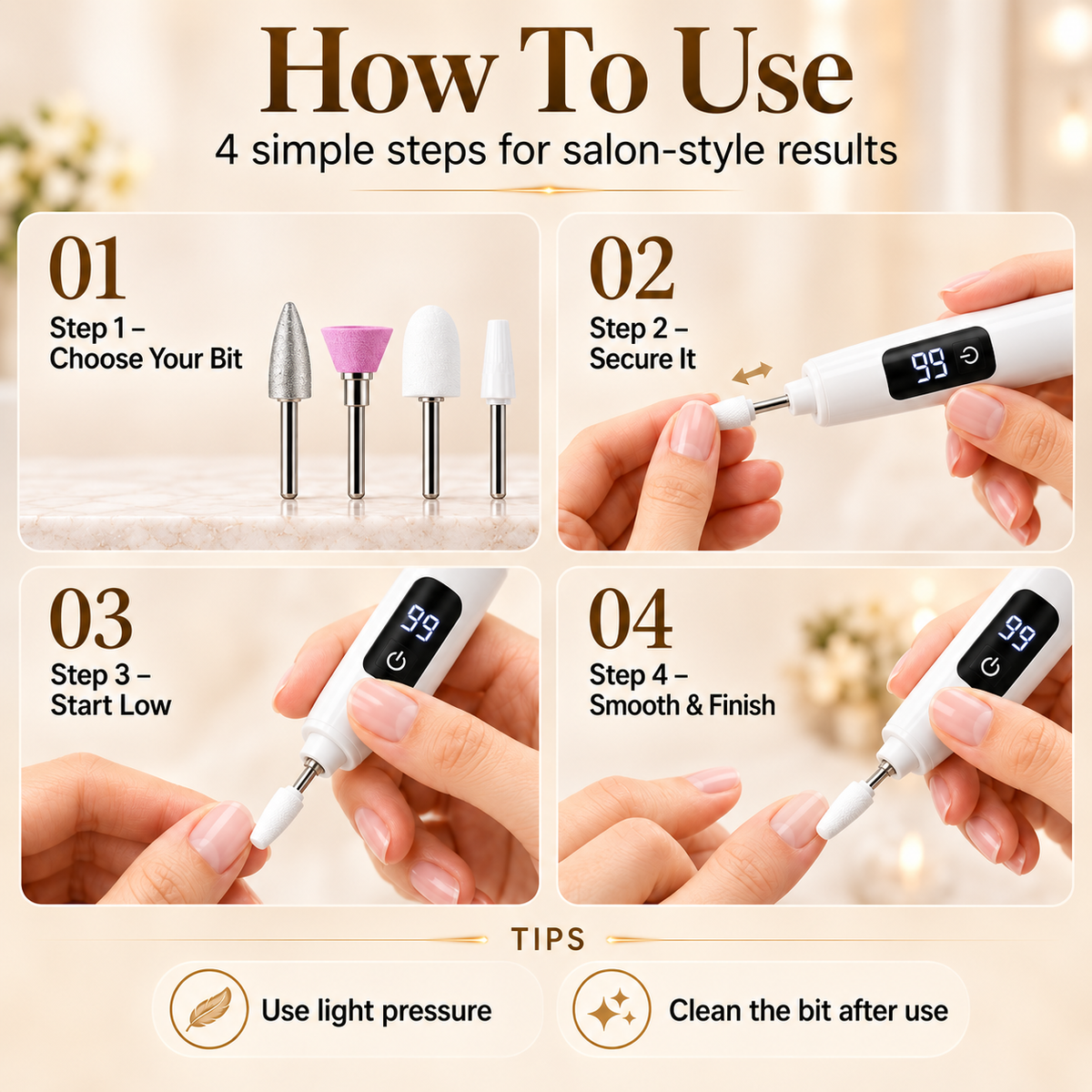 Mresio® Professional Electric Nail Drill Kit – Digital Speed Manicure & Pedicure System