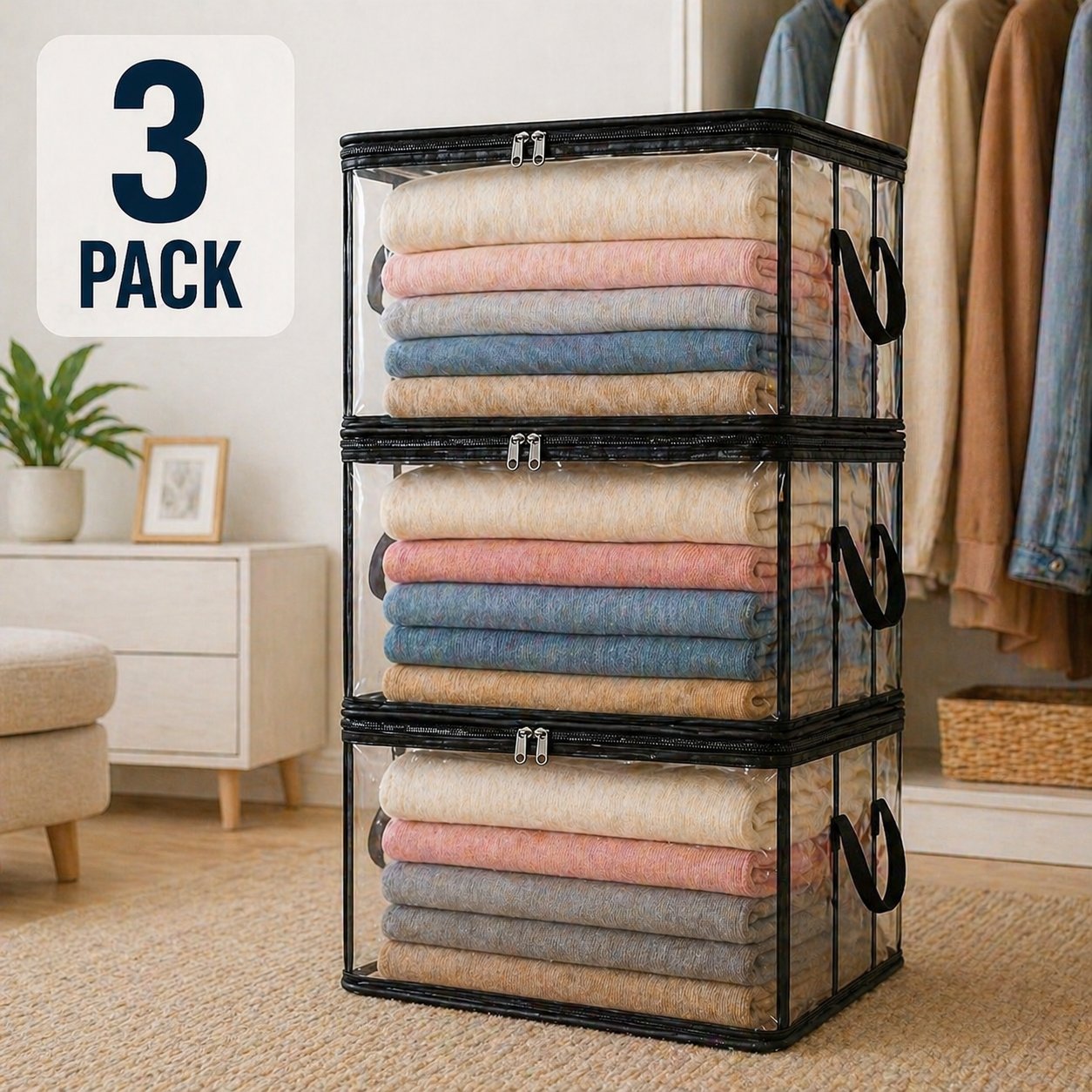 LAST DAY 50% OFF ✨📦 Large Heavy-Duty Thick Plastic Clear Storage