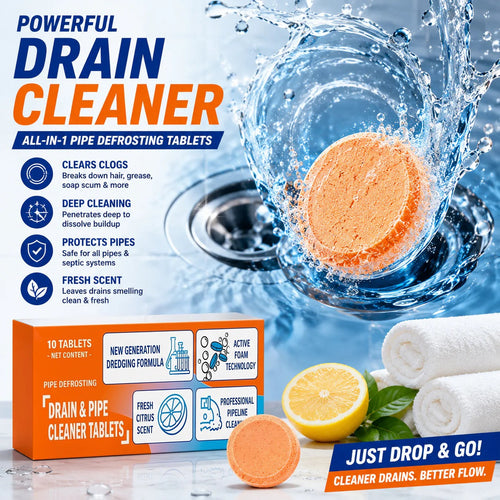 🔥 Foaming Drain Cleaner Tablets — Active Oxygen | Eliminates Drain Pests | No Bleach, No Lye, Pipe-Safe