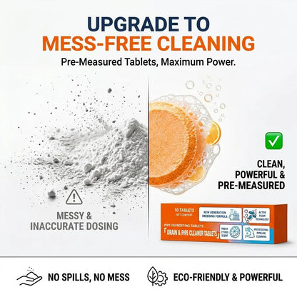 🔥 Foaming Drain Cleaner Tablets — Active Oxygen | Eliminates Drain Pests | No Bleach, No Lye, Pipe-Safe