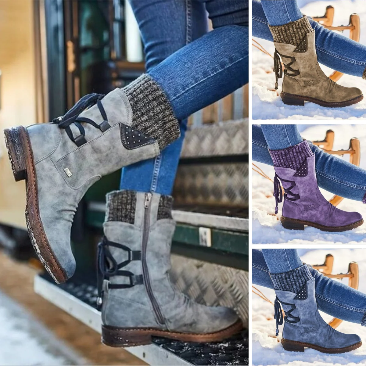 🔥𝑳𝑨𝑺𝑻 𝑫𝑨𝒀 𝑺𝑨𝑳𝑬-𝟖𝟎% 𝑶𝑭𝑭🔥 Women's Winter Low Barrel Orthotic Bow Support Wool Warm Boots