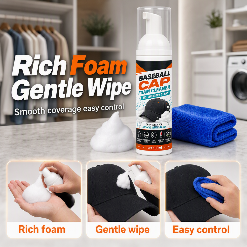 Last Day 80% OFF🔥 | Cap Foam Cleaner – No Rinse, No Sweat Stains