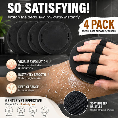 🧽 Soft Rubber Shower Scrubber – Gentle Yet Effective, Exfoliates & Cleanses All Skin Types
